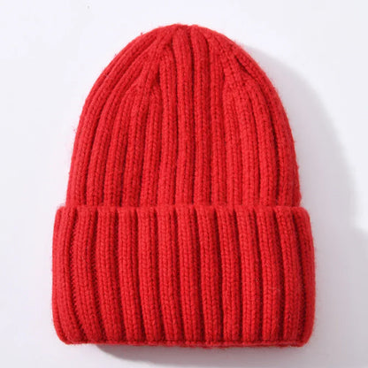 Unisex Strickmütze Gerippt Warm Beige