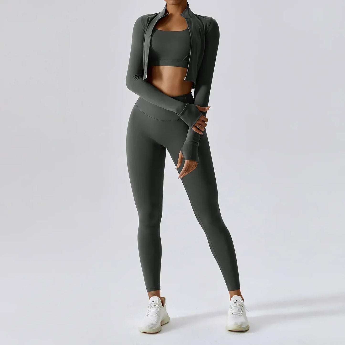 Damen Sportset 3-teilig Weste Oberteil Hose
