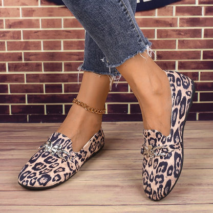Norvielle Damen Hausschuhe Metallischer Leopardenmuster Velours