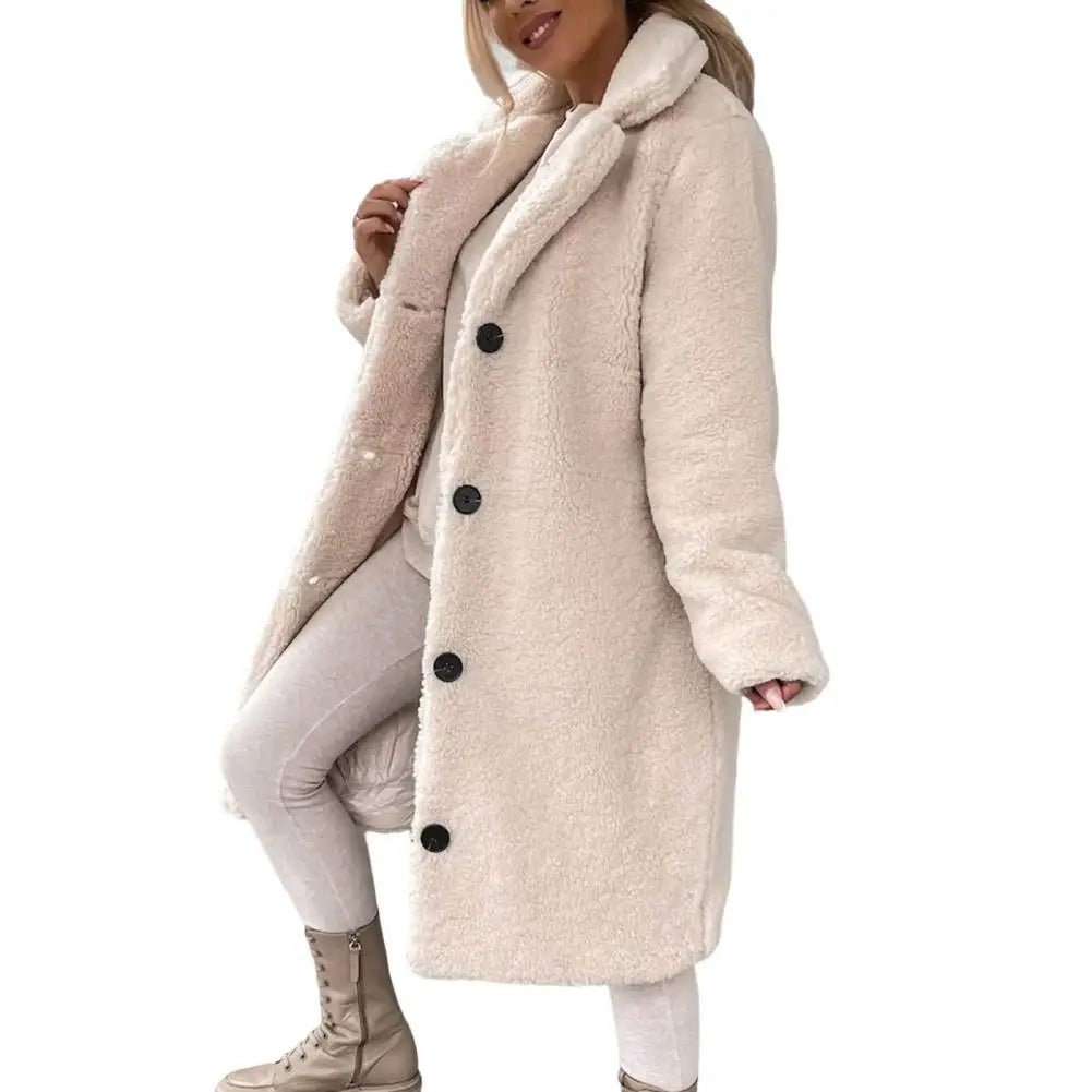 Norvielle Damen Teddymantel Lang Gefüttert Warm