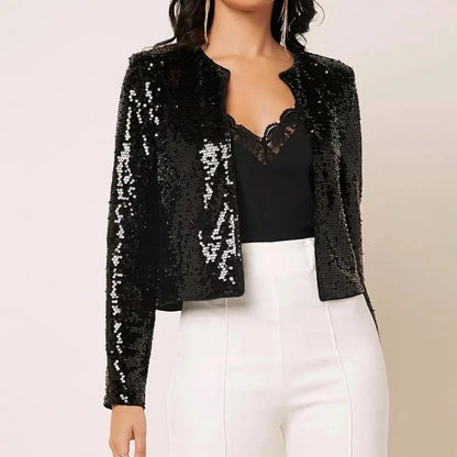 Norvielle Damen Blazer Pailletten Elegant