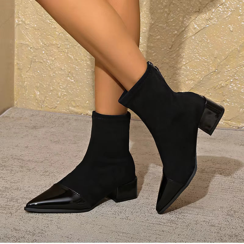 Damen Winter-Ankle-Boots Mit Blockabsatz