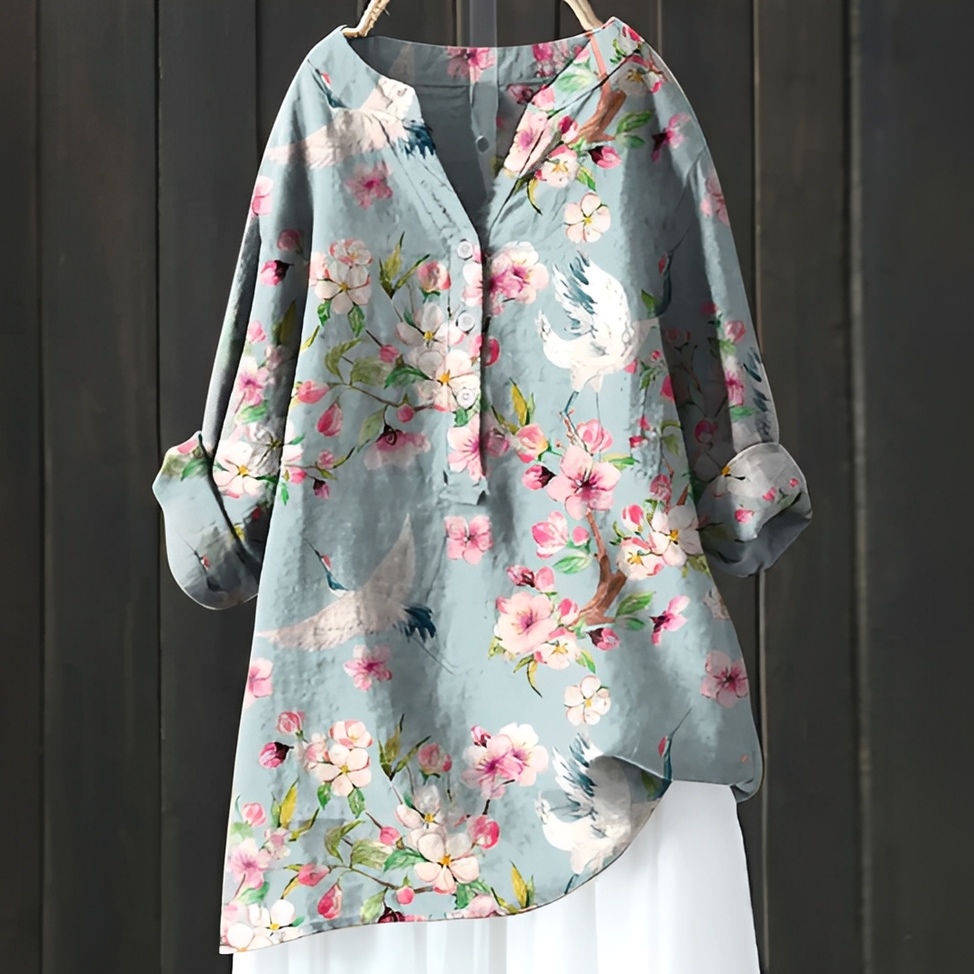 Damen Bluse Floralmuster Elegantes Design - Norvielle