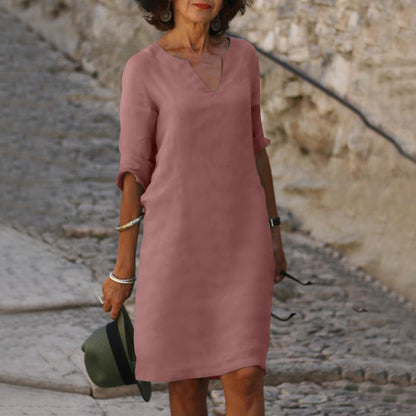 Damen Sommerkleid Leicht Feminin Pastell Rosa