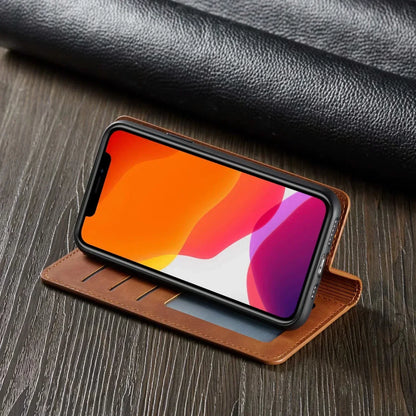 Leder iPhone Hülle Magnetisch Schutz Tasche - Norvielle