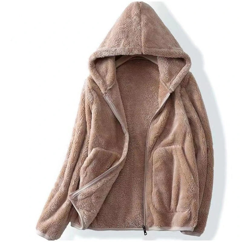 Damen Winterjacke Kapuzenjacke Reißverschluss Kuschelig Schwarz - Norvielle