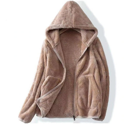 Damen Winterjacke Kapuzenjacke Reißverschluss Kuschelig Schwarz - Norvielle
