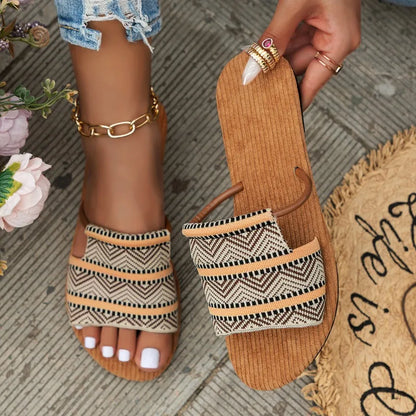 Damen Sandalen Doppelriemen Boho Stil Leder