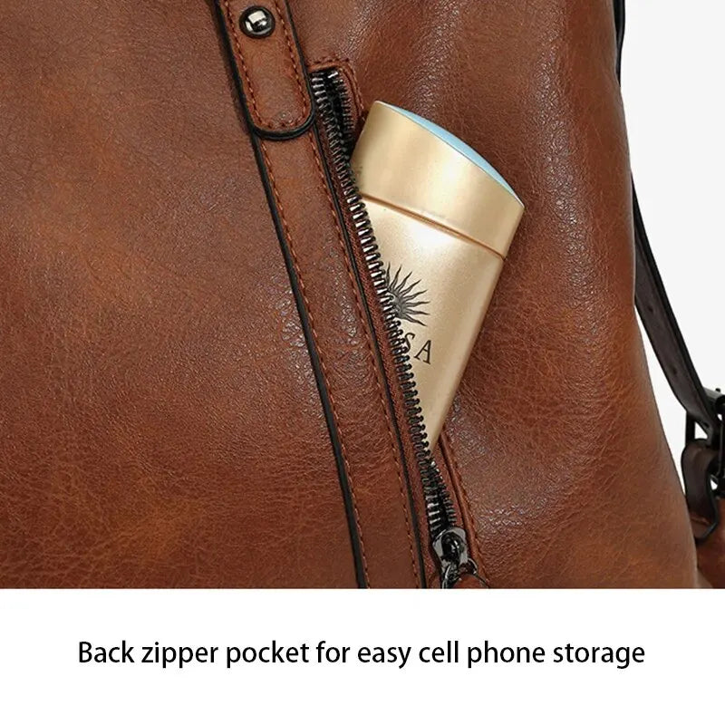 Damen Vintage Tote Tasche Große Kapazität Leder