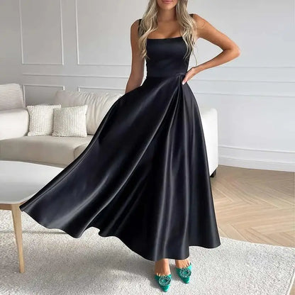 Norvielle Damen Ärmelloses Maxikleid Hohe Taille