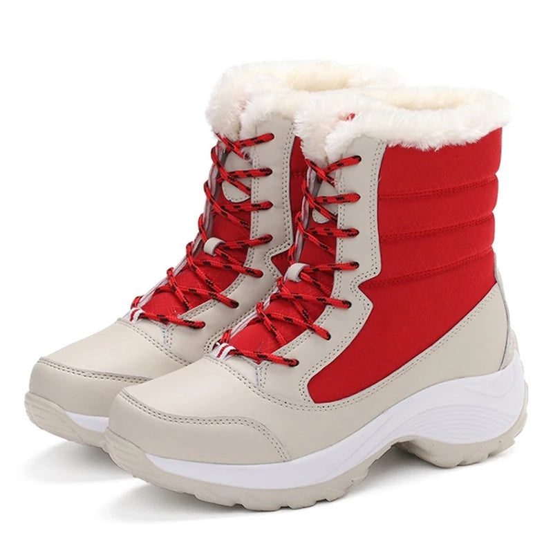 Damen Schneestiefel Mid Calf Kunstfell gefüttert Wasserabweisend
