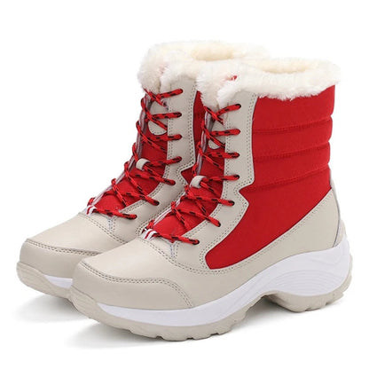 Damen Schneestiefel Mid Calf Kunstfell gefüttert Wasserabweisend
