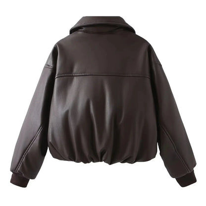 Celmara Damen Oversized Bomberjacke Veganleder