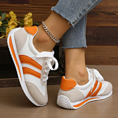 Damen Sneaker Schnürung Atmungsaktives Mesh