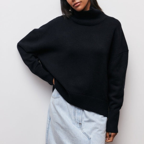 Damen Übergroßer Winterpullover Hochkragen