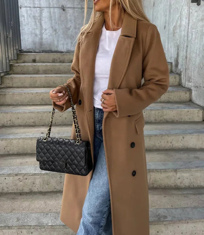 Damen Mantel Tailliert Mit Bindegürtel Elegantes