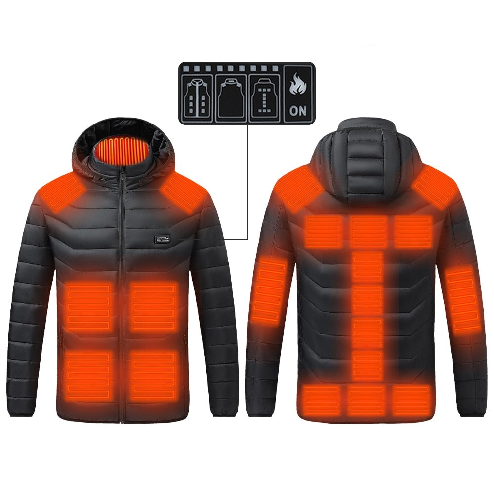 e Heizjacke mit Kapuze, 9-21 beheizte Zonen, USB