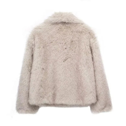 Damen Kunstfelljacke Uni Warm