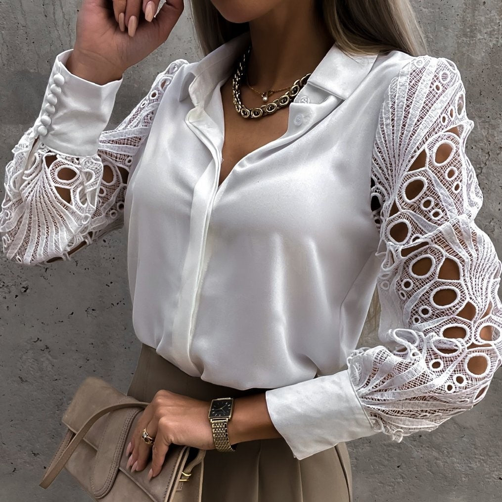 Damen Bluse V-Ausschnitt Lockere Passform - Norvielle