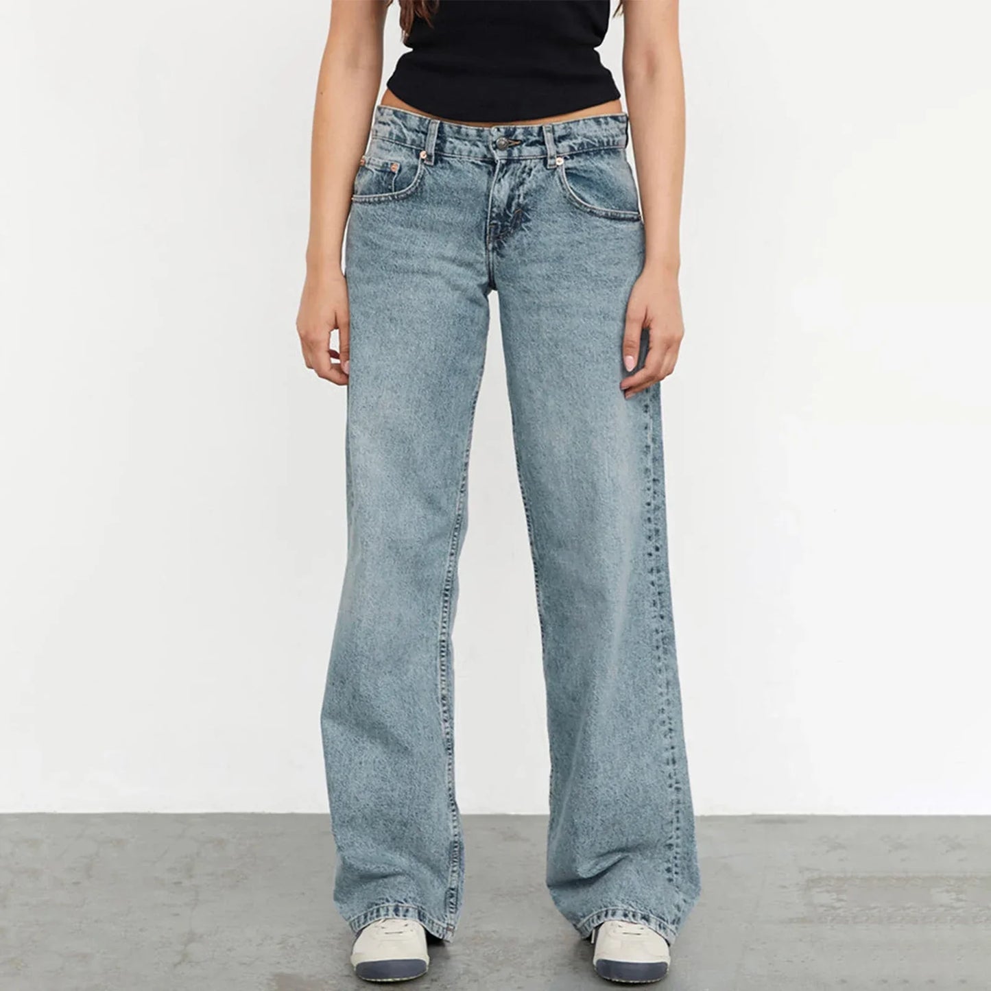 Damen Weitbein Jeans Vintage Look