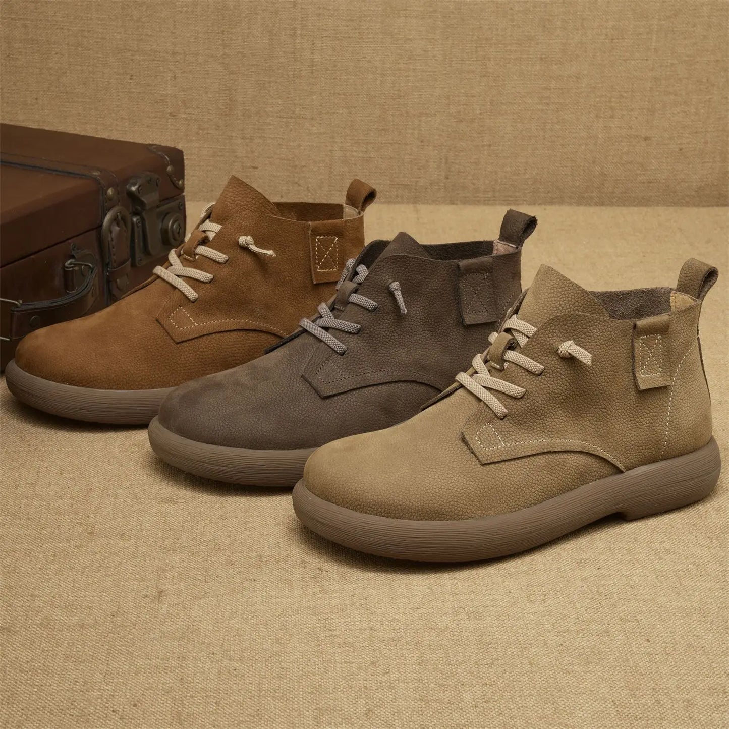 Herren Ankle Boots Weich Sohle Schnürung