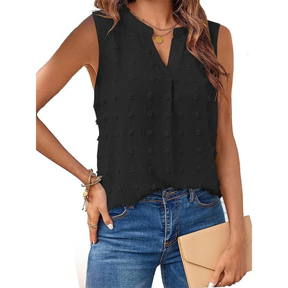 Damen Tanktop Ohne Ärmel V-Ausschnitt Bluse Sommer