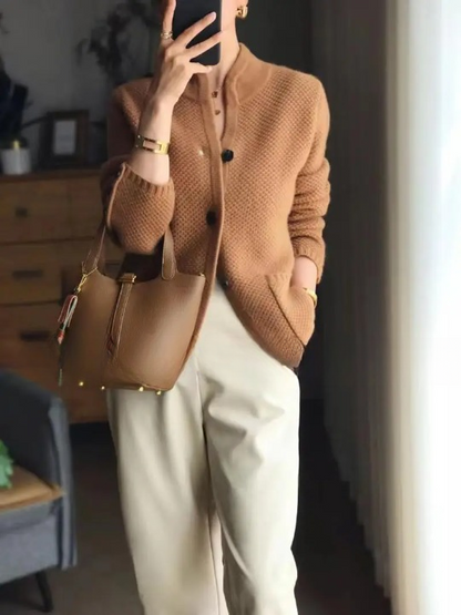 Damen Wintercardigan Mit Knöpfen Beige