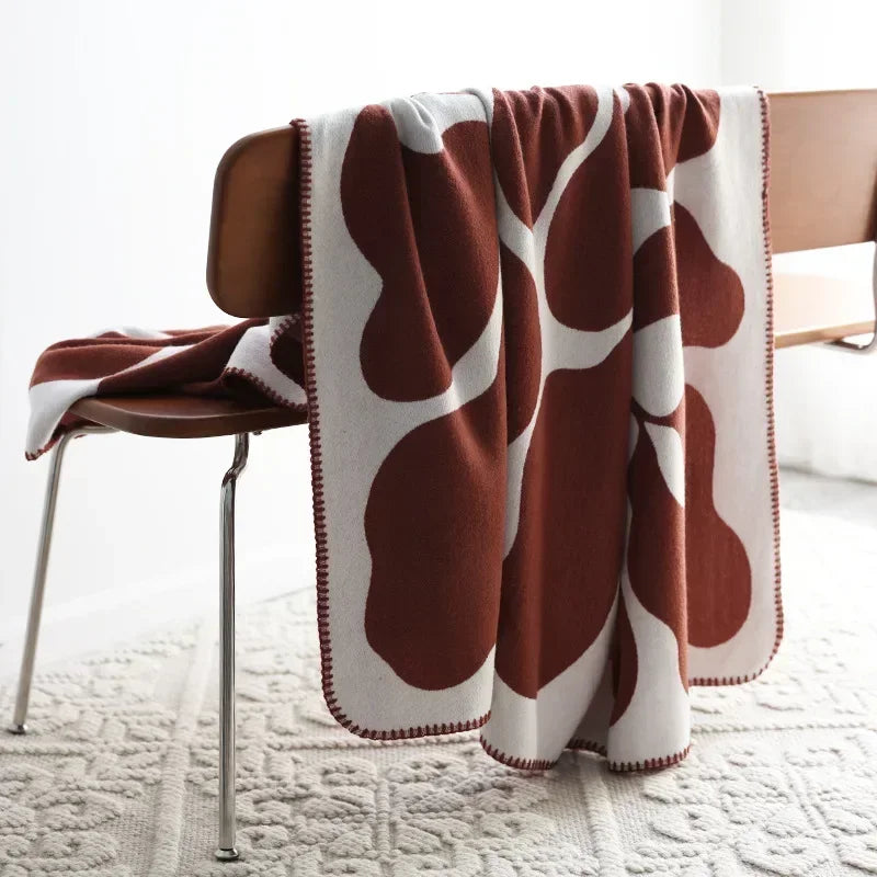 Nordische Wurfdecke Jacquard Imitiertes Kaschmir Weich Beige