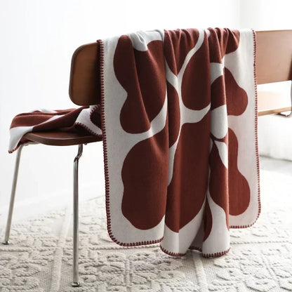 Nordische Wurfdecke Jacquard Imitiertes Kaschmir Weich Beige