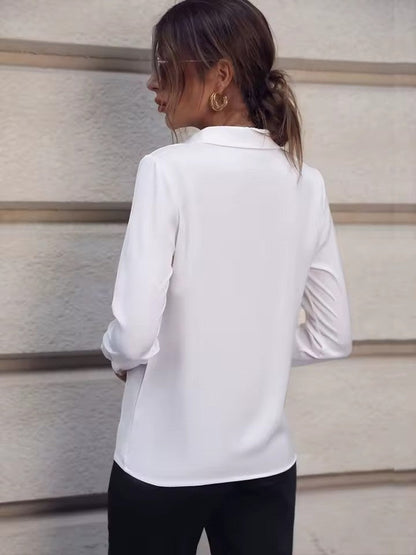 Damen Bluse Klassischer Kragen Lange Ärmel