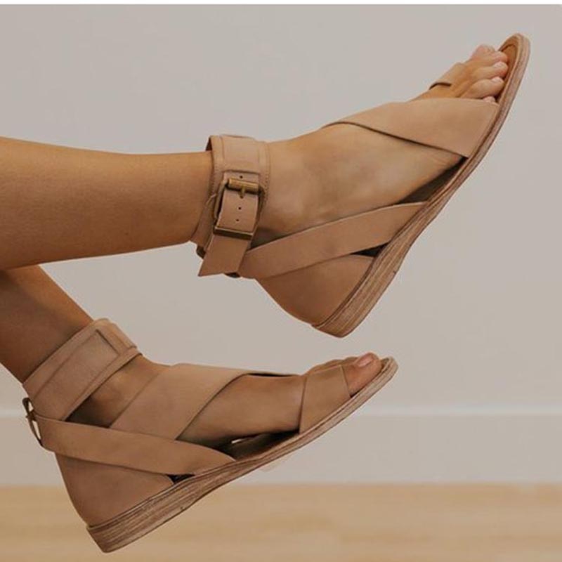 Norvielle Damen Sandalen Kreuzband Zehenring