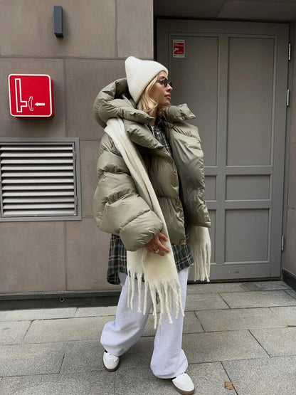 Damen Steppjacke Kurz Kapuze Warm