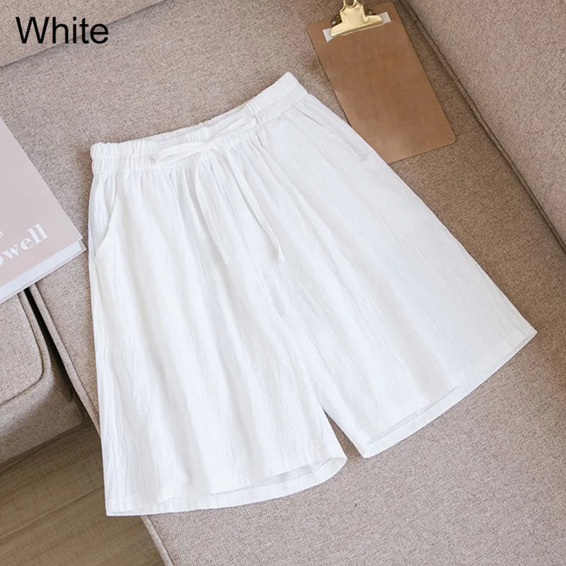 Norvielle Damen Baumwoll Shorts Knielang Beige