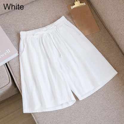 Norvielle Damen Baumwoll Shorts Knielang Beige