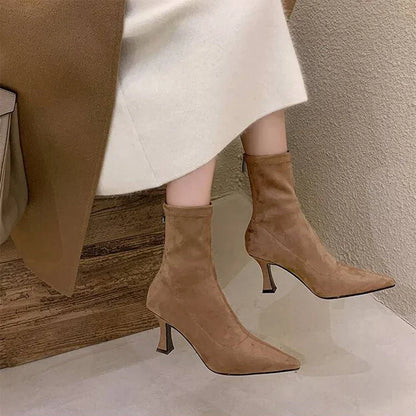 Damen Stiefelette Spitze Zehenpartie