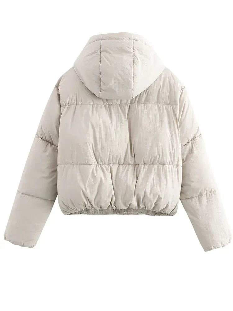 Damen Pufferjacke mit Kapuze Warm Stepp-Design