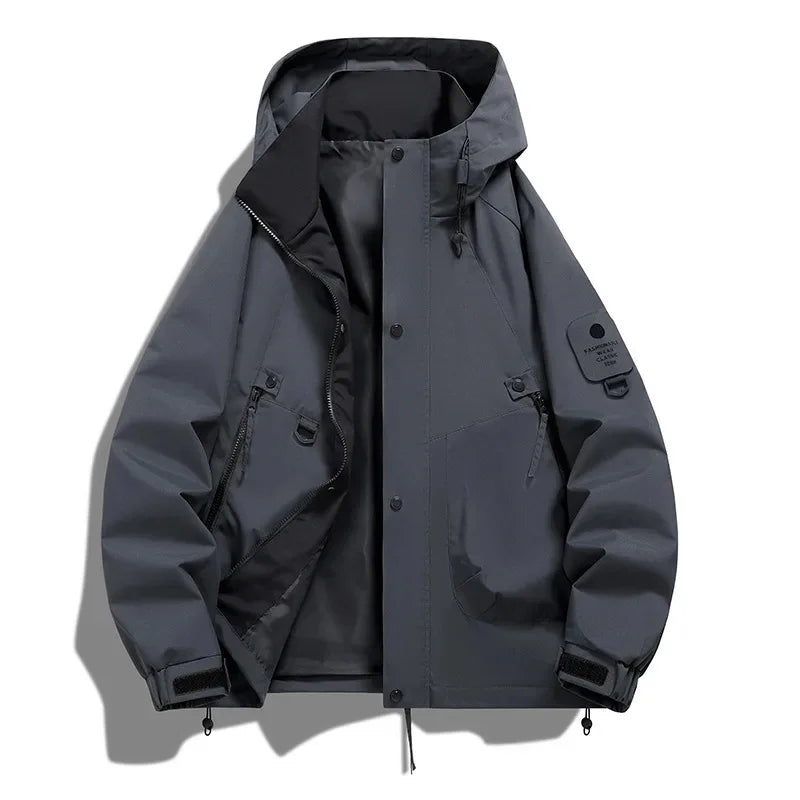 Herren Utility-Jacke Kapuze Reißverschluss
