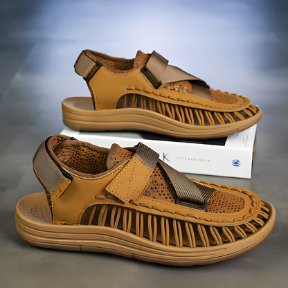 Herren Sandalen Atmungsaktives Leder Verstellbare Riemen