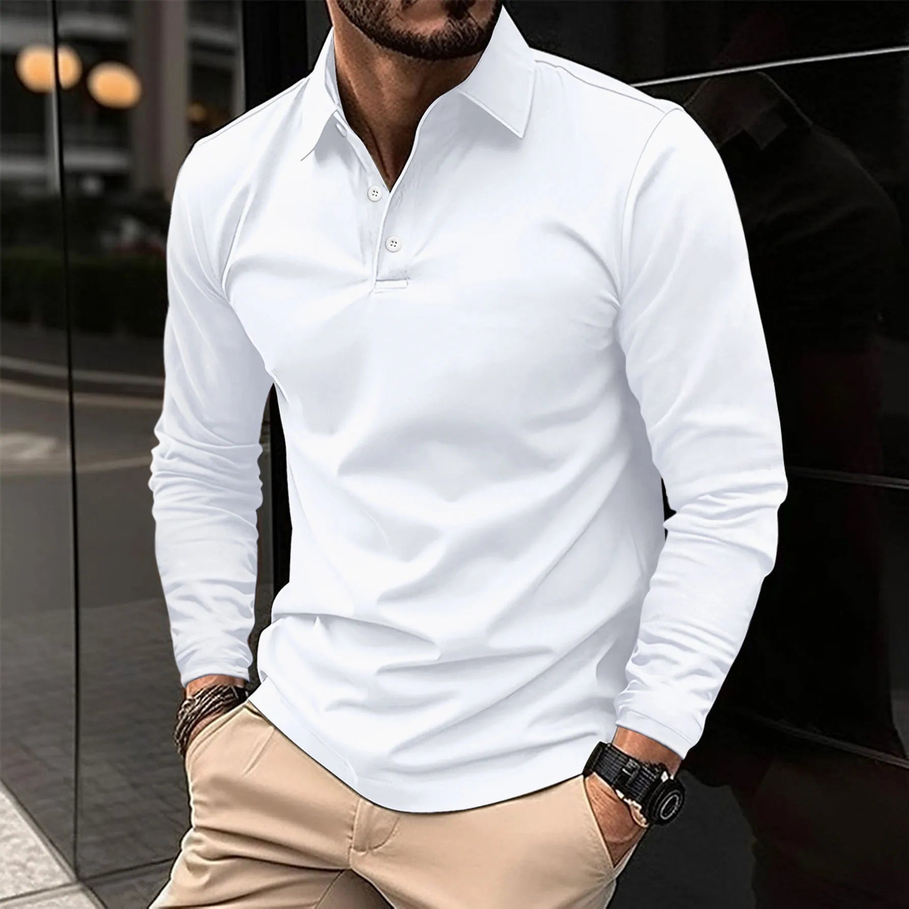 Herren Langarm Polo-Shirt Lässig Geschäftskleidung - Norvielle