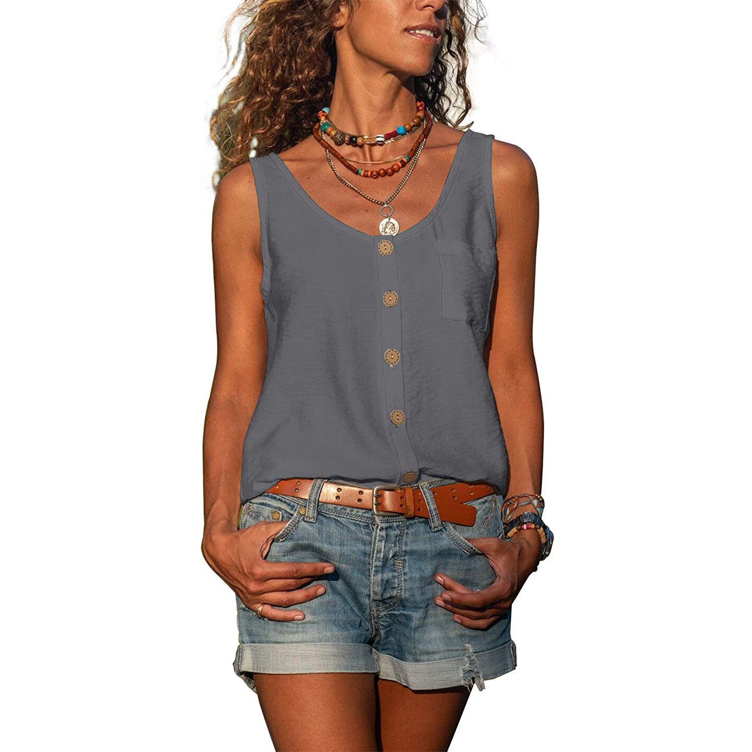 Damen Modetanktop Ibiza aus Baumwolle Elegant Weiß - Norvielle