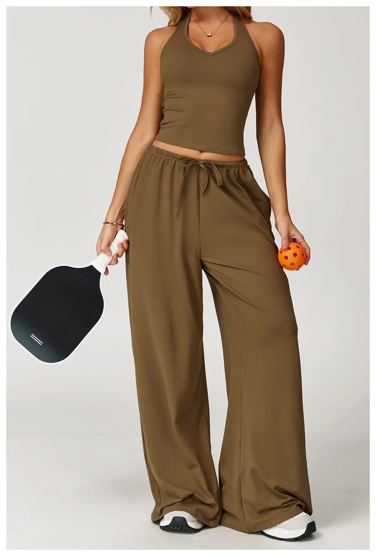 Damen Lounge Set Halter Crop