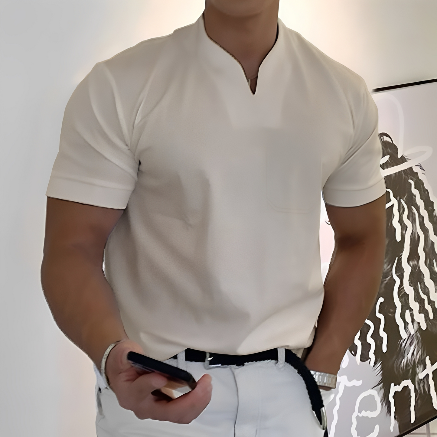 Herrenhemd Elastischer Bund Entspannter Look