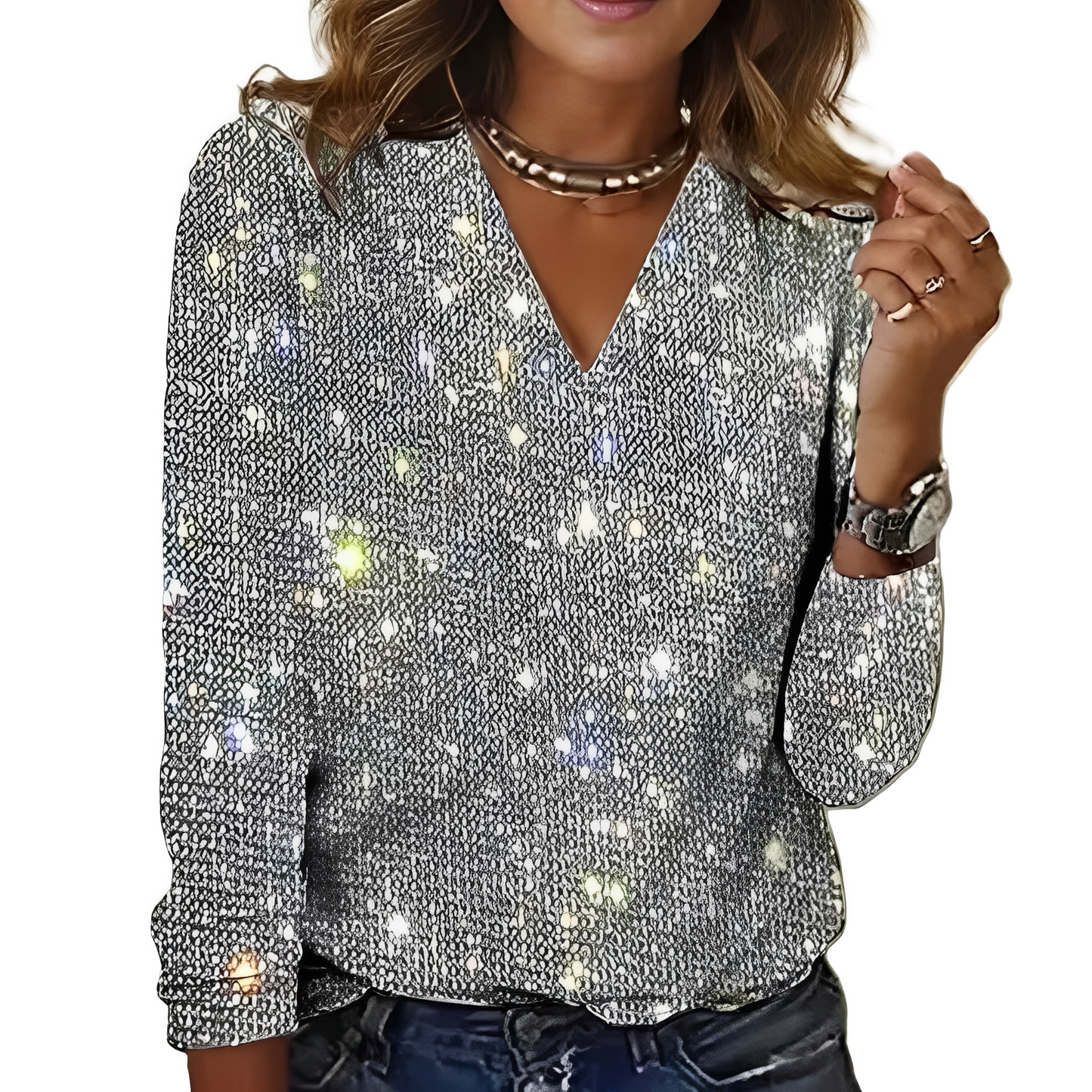 Damen Bluse Glitzernd Elegante
