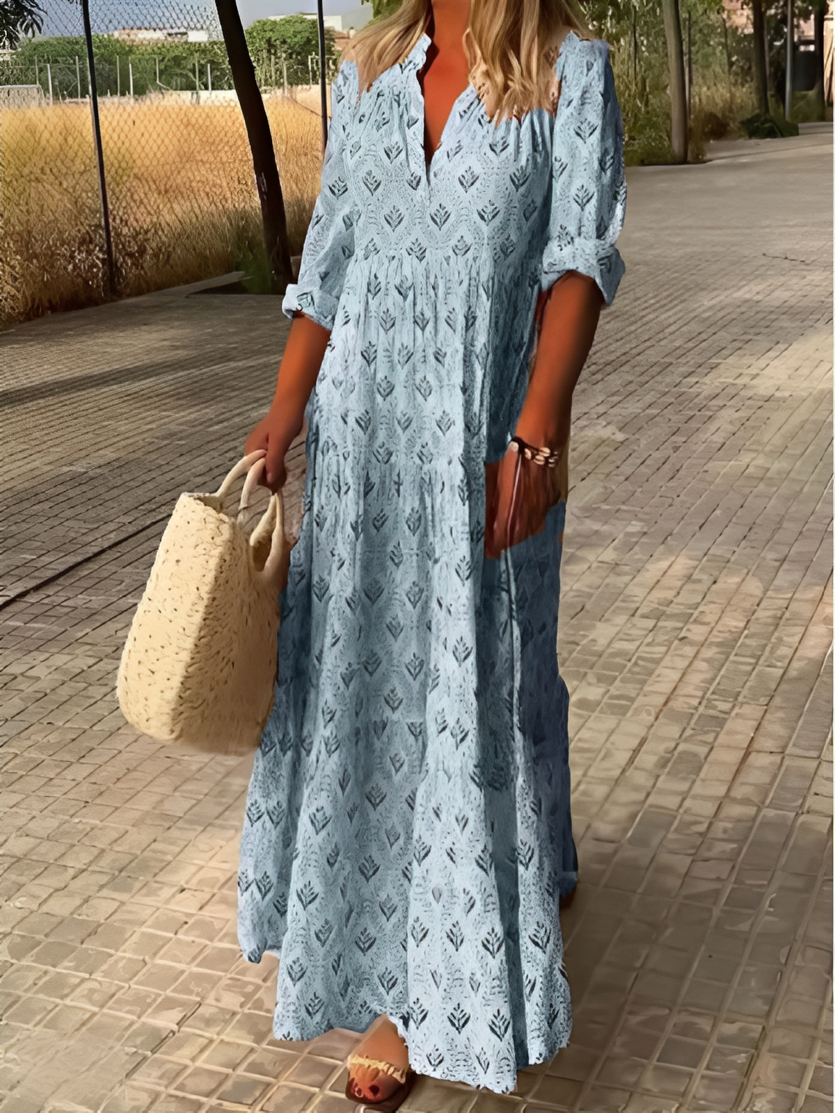Damen Maxikleid Lässig Locker Geschnitten
