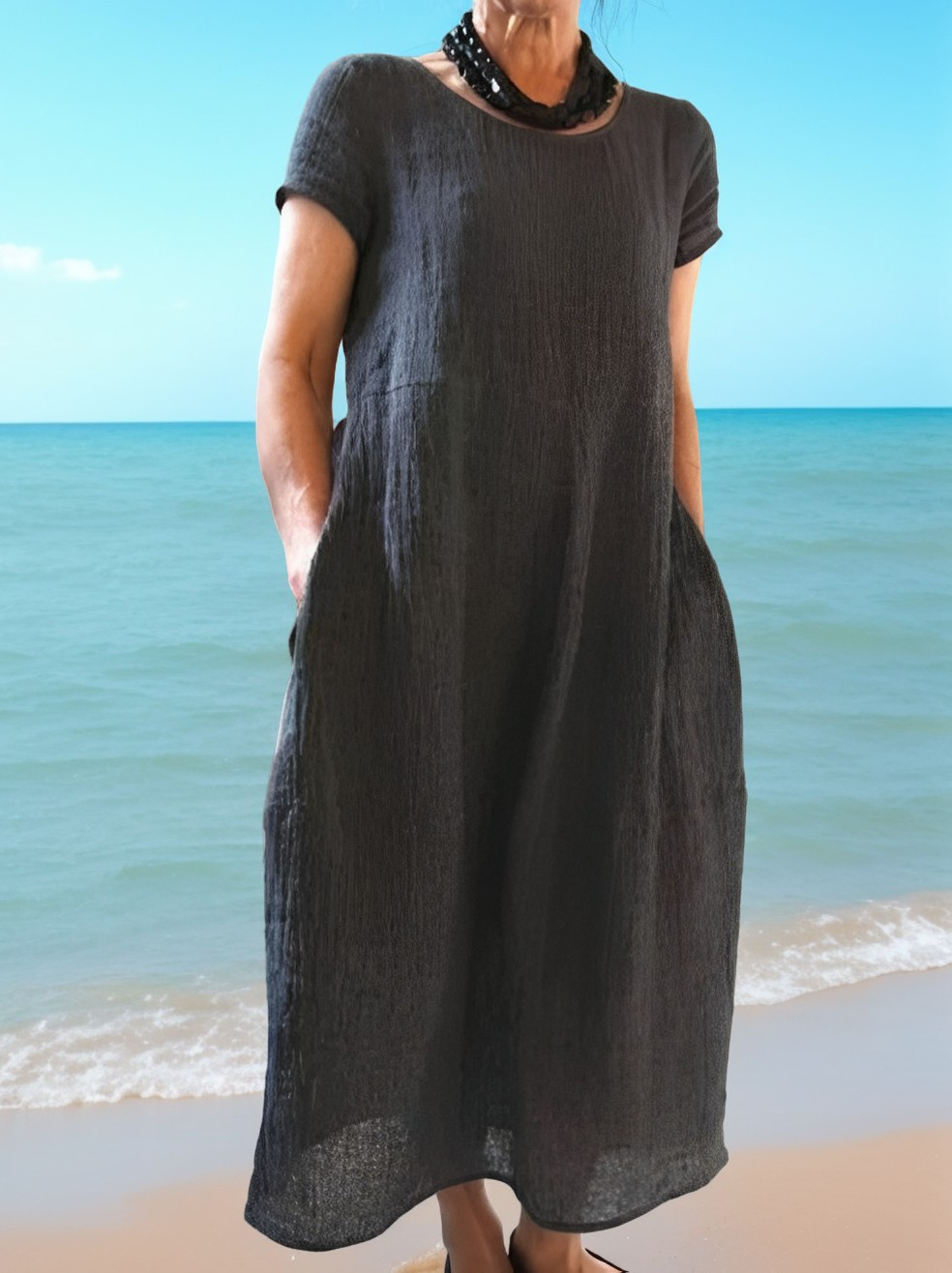 Damen Kurzarmkleid Leicht Komfortabel Sommerkleid