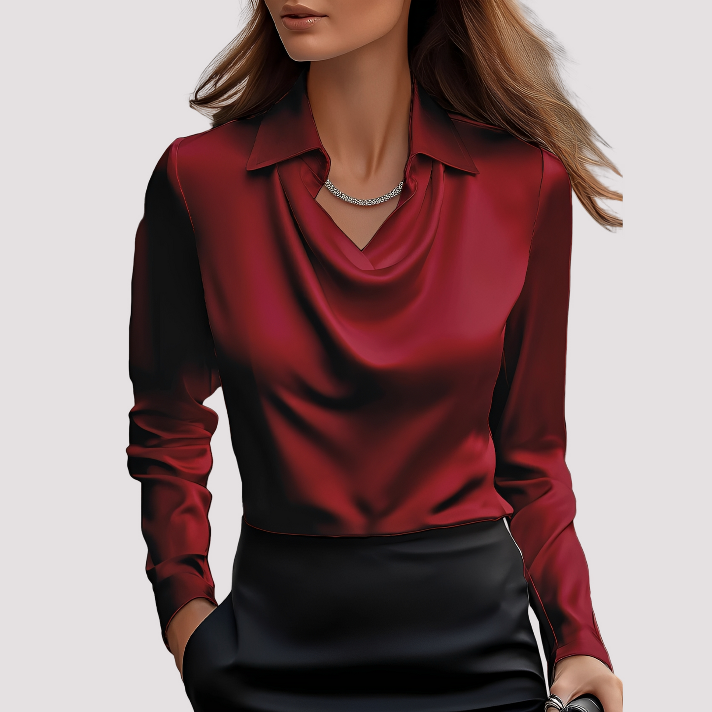 Elegante Damen Hemdbluse aus Seide Weiß