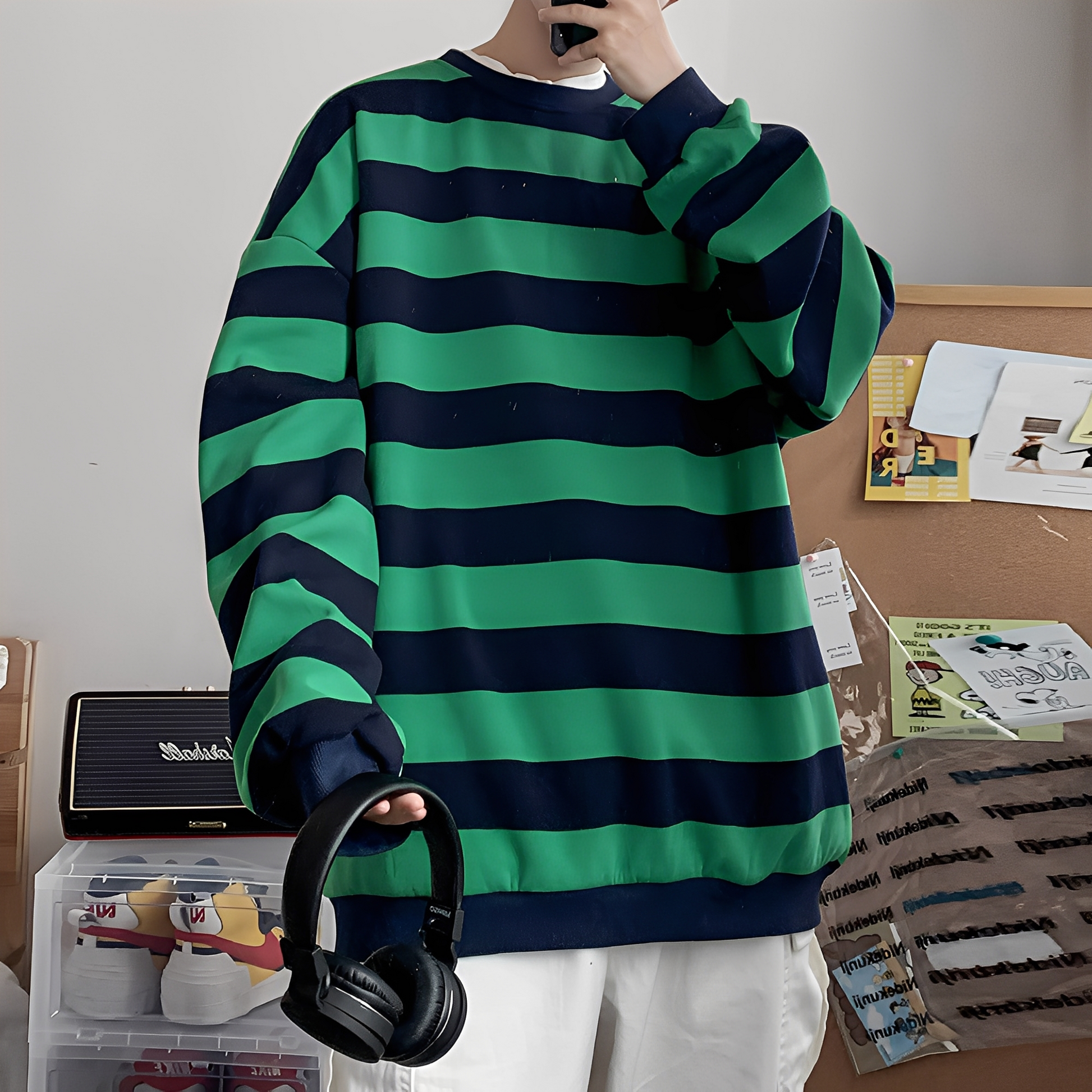 Herren Oversized-Pullover Streifen - Norvielle