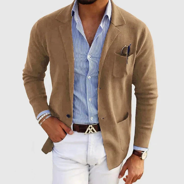 Herren Blazer Reverskragen Knopftaschen