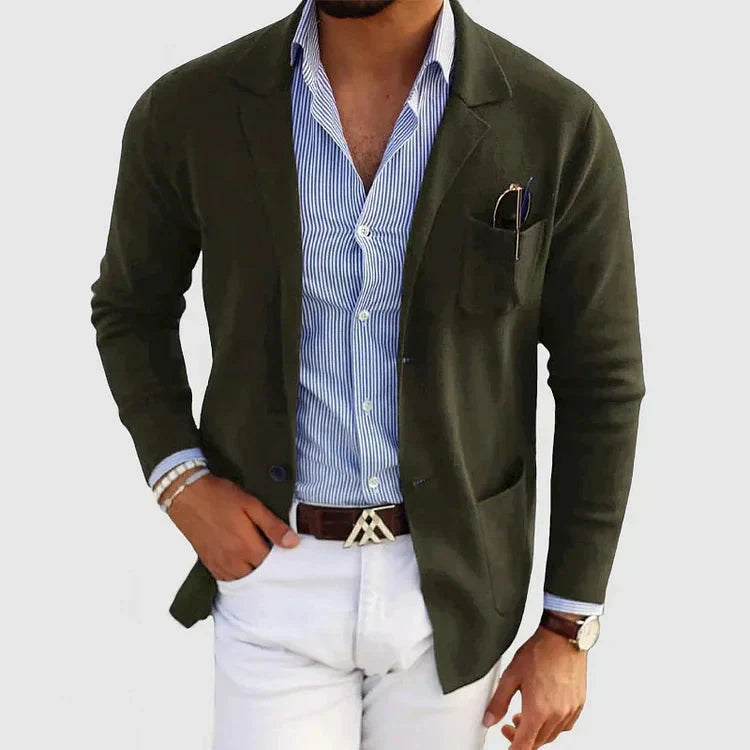 Herren Blazer Reverskragen Knopftaschen