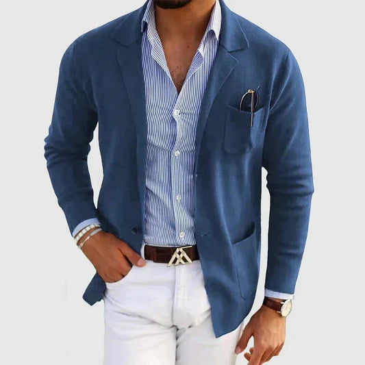 Herren Blazer Reverskragen Knopftaschen Schwarz - Norvielle